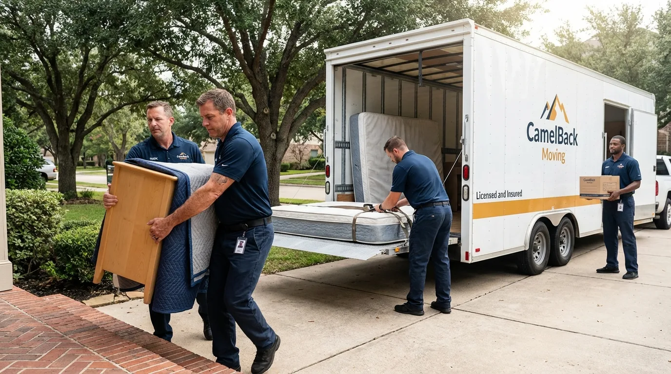 Crew loading residential truck for cross-state move from Brooklyn, IN