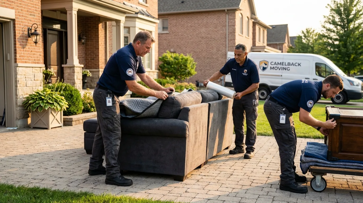 Large estate moving crew wrapping furniture in Brooklyn, IN
