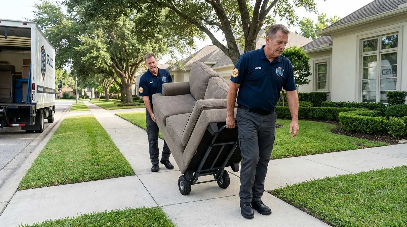 Local residential moving crew loading furniture in Brooklyn, IN